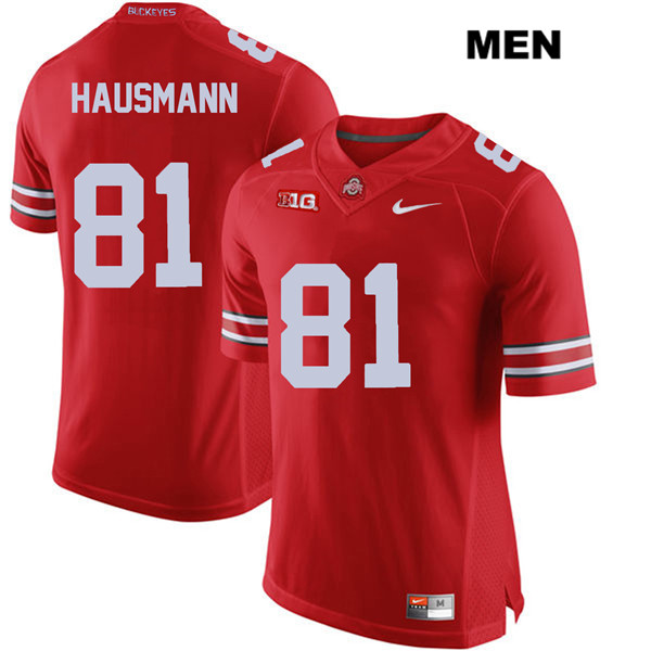 Ohio State Buckeyes Men's Jake Hausmann #81 Red Authentic Nike College NCAA Stitched Football Jersey QY19X06WT